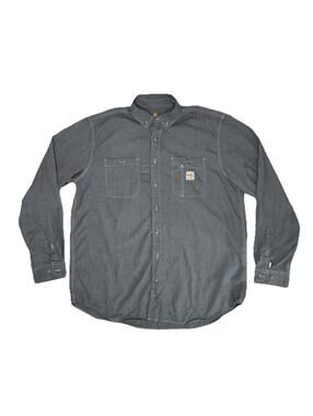 Carhartt Force FR Shirt Men XL Tall Gray Button Down Flame Resistant Cat 2 Work